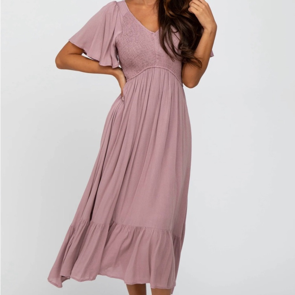 Dusty Mauve Smocked Dress Size S - Like New